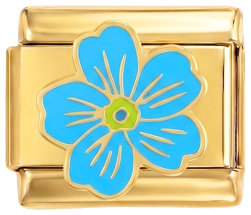 Light Blue Flower on Gold