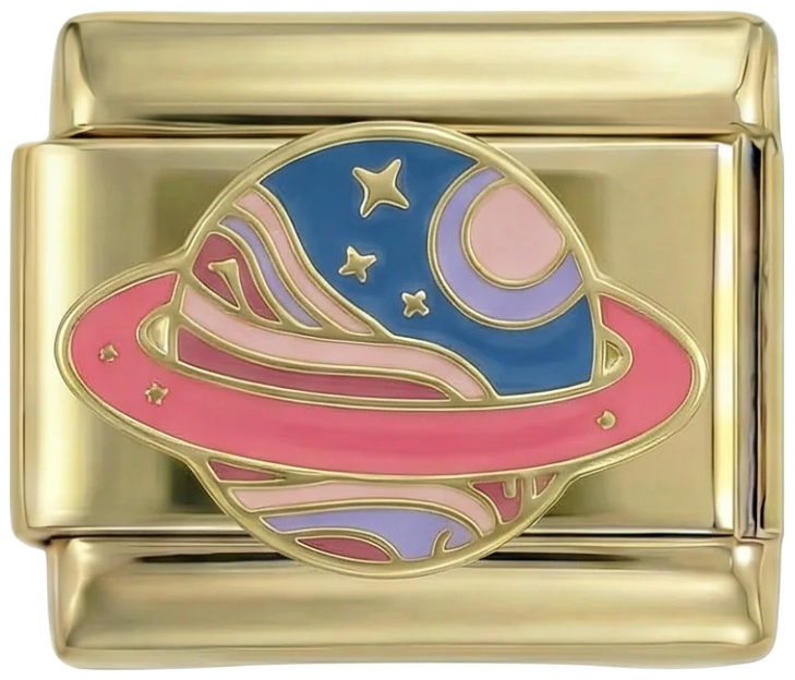 Pink and Blue Saturn with Stars on Gold - Pink-and-blue-saturn-with-stars-on-Gold.png