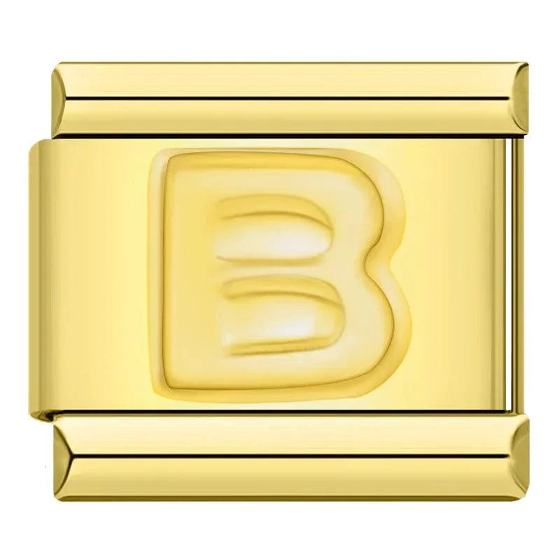 Letter B in Gold, on Gold - Charms Official