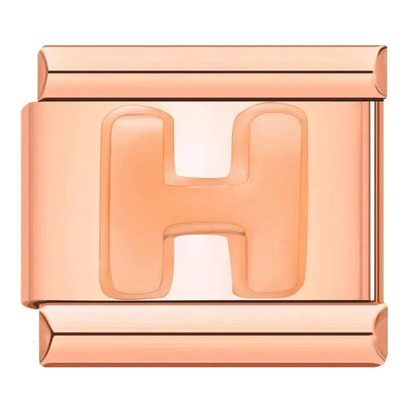 Letter H in Rose Gold, on Rose Gold - Charms Official