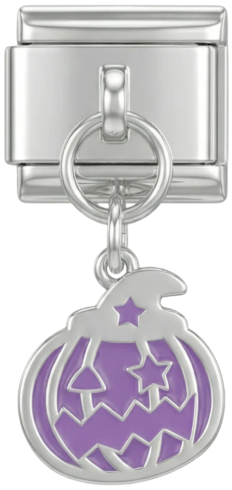 Purple Pumpkin Cat Hanging Silver - purple-pumpkin-cat-hanging-silver.png