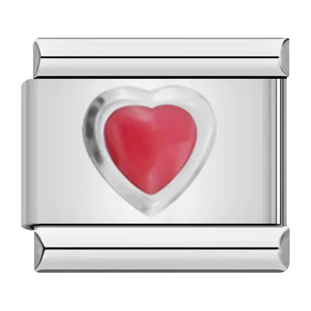 Red Heart, on Silver - Charms Official