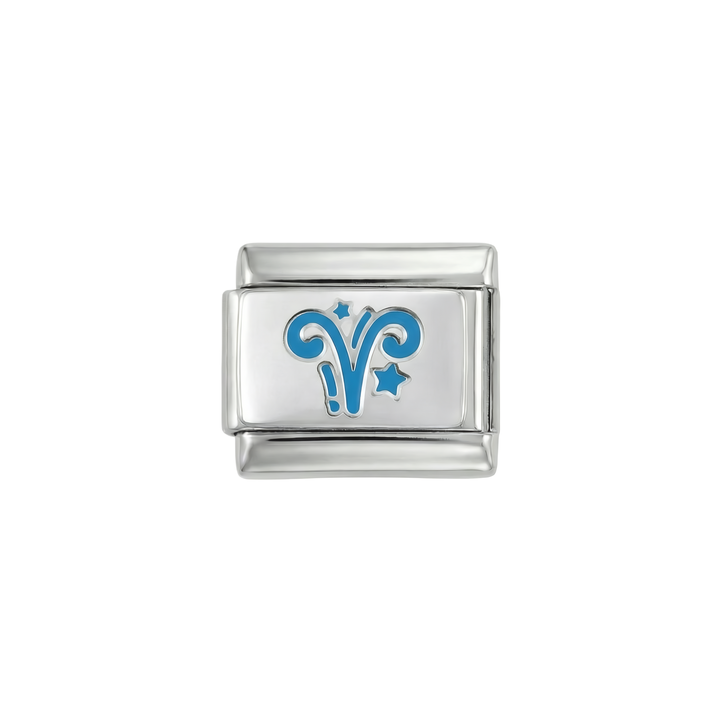 Aries Blue Symbol on Silver