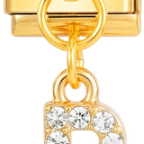 Letra B con piedras, colgante, en oro
