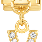 Letter V with stones, Hanging, on Gold - Letter-V-with-stones-hanging-on-gold.png