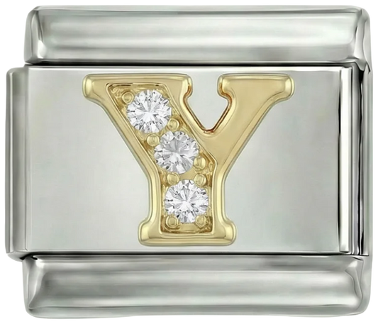Letter Y in Gold with Stones, on Silver - Letter-Y-in-gold-with-stones-on-silver.png