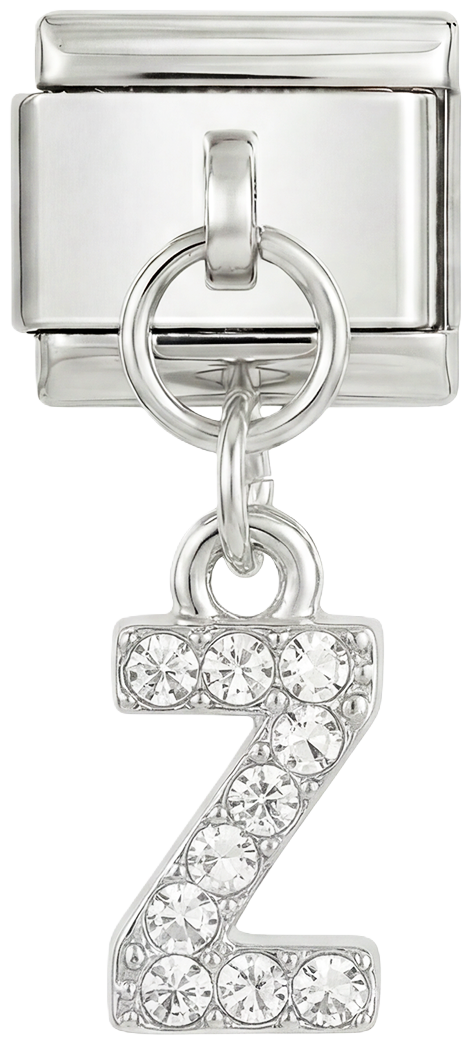Letter Z with stones, Hanging, on Silver - Letter-Z-with-stones-hanging-on-silver.png
