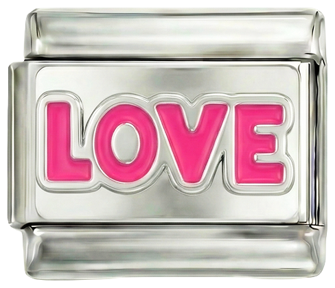 « Love » écrit en rose sur argent