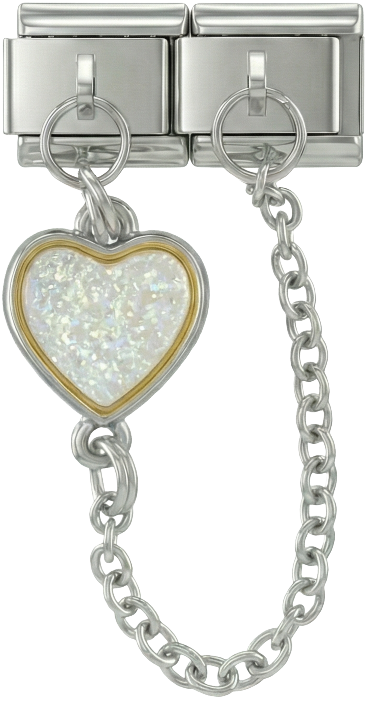 Multicolor Heart, Double Linked Charms, on Silver - Multicolor-Heart-Double-Linked-Charms-on-Silver.png