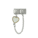Cœur multicolore, Charms à double attache, en argent