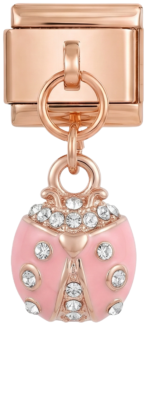 Pink Ladybug with Stones, on Rose Gold - Pink-Ladybug-with-Stones-on-Rose-Gold.png