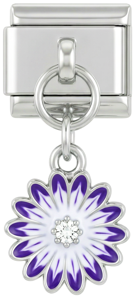 Purple Daisy with Stone, on Silver - Purple-Daisy-with-Stone-on-Silver.png
