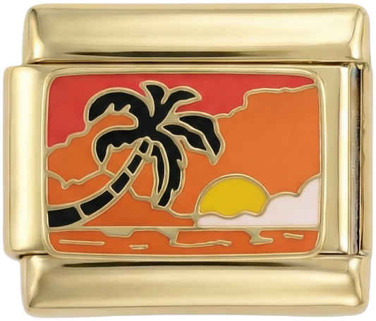 Sunset with Palm Tree on Gold - Sunset-with-Palm-Tree-on-Gold.png