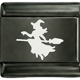 Witch on her Broom in White on Black Charm - Witch-on-her-Broom-in-White-on-Black-Charm.png