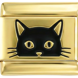Schwarzes Katzengesicht auf Gold