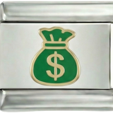 Sac de dollars, vert et doré