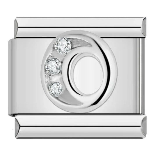 Letter O with Stones, on Silver - Charms Official