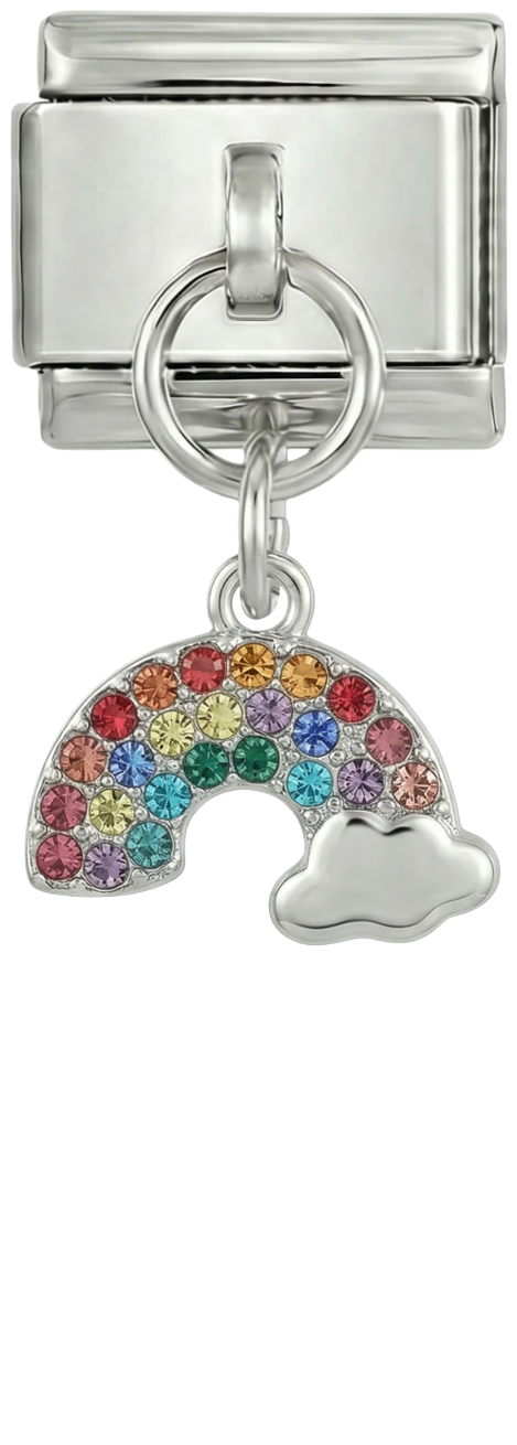 Rainbow with Cloud and Stones, on Silver - rainbow-with-cloud-and-star-on-silver.png