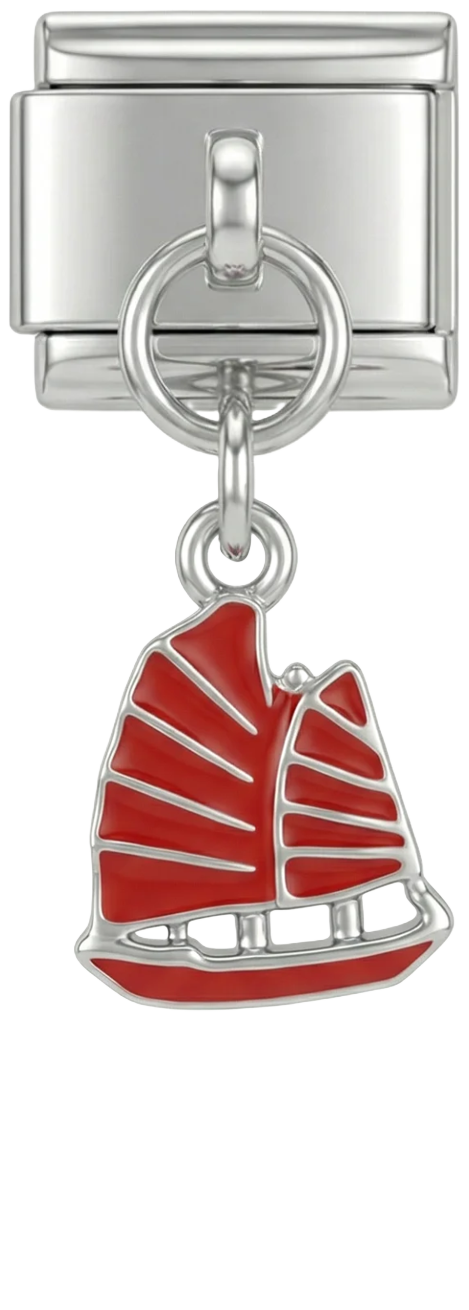 Red Sailboat, on Silver - red-sailboat-on-silver.png