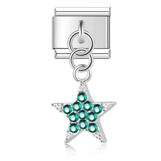 Star with Turquoise Stones, on Silver - Charms Official